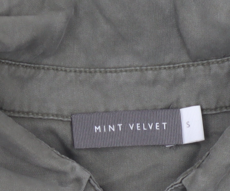 Mint Velvet Women's Green Sleeveless Belted Shirt Dress Size S