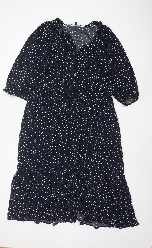 Crew Clothing Women Blue Polka Dot Midi Fit & Flare Dress Size 12