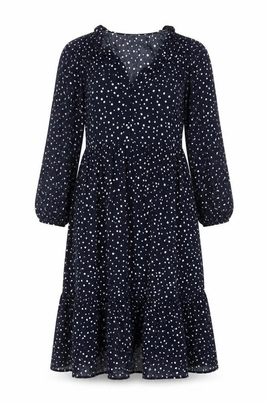 Crew Clothing Women Blue Polka Dot Midi Fit & Flare Dress Size 12