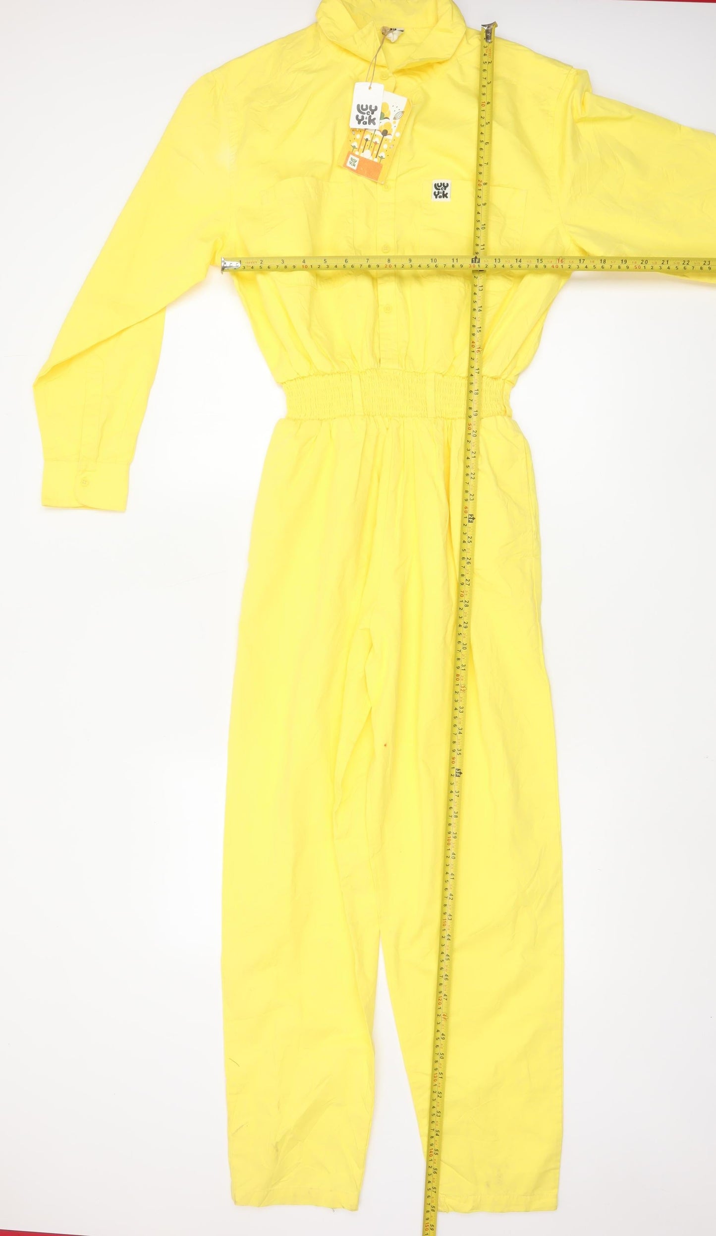 Lucy & Yak Women's Yellow Cotton Jumpsuit Size S Elastic Waist
