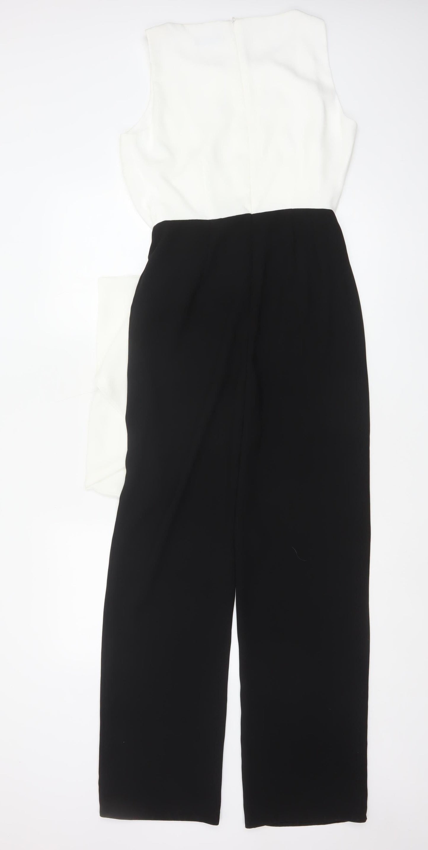 Wallis Women’s Black White Sleeveless Ruffle Jumpsuit Size 8