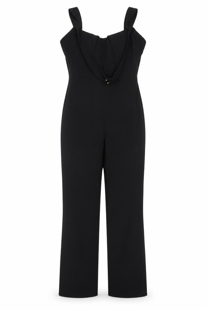 Club L London Women's Black Wide-Leg Jumpsuit UK 12 Polyester Blend