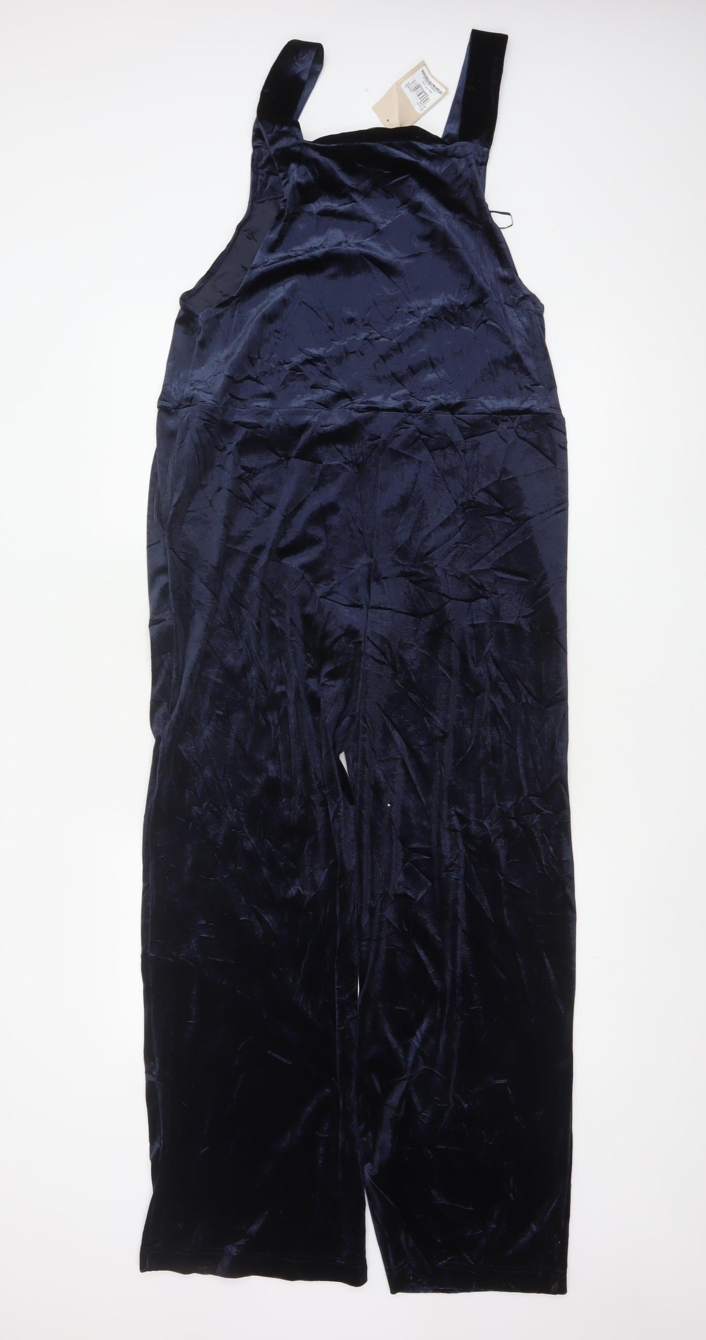 Tu Women Navy Velvet Jumpsuit Size 12 Sleeveless Wide-Leg Style