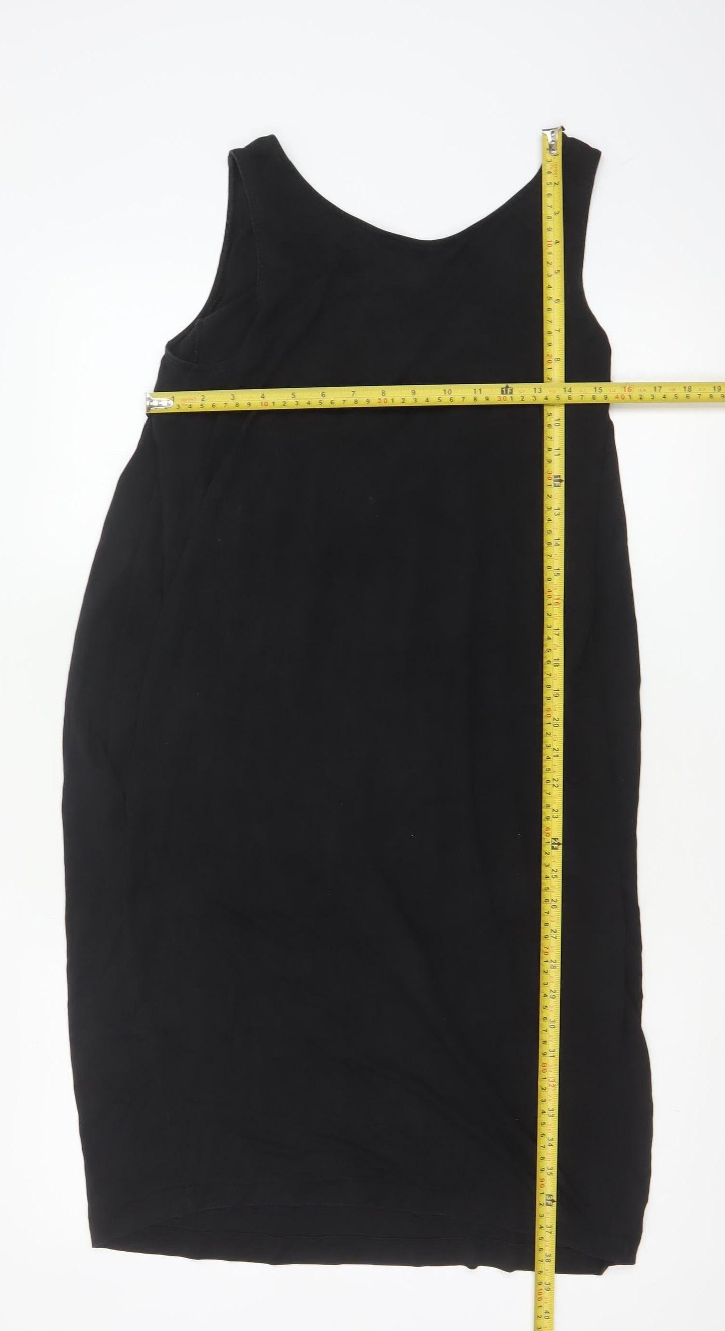 COS Women Black Sleeveless Shift Dress Size 12 Stretch Cotton
