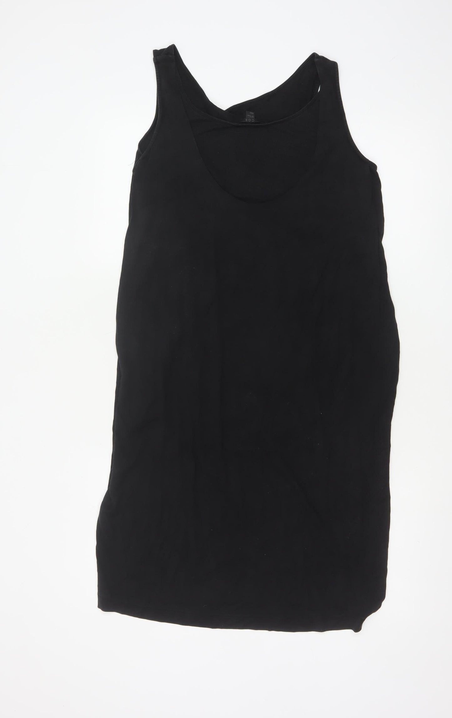 COS Women Black Sleeveless Shift Dress Size 12 Stretch Cotton