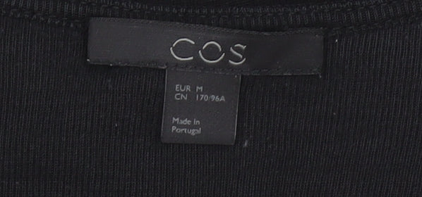 COS Women Black Sleeveless Shift Dress Size 12 Stretch Cotton