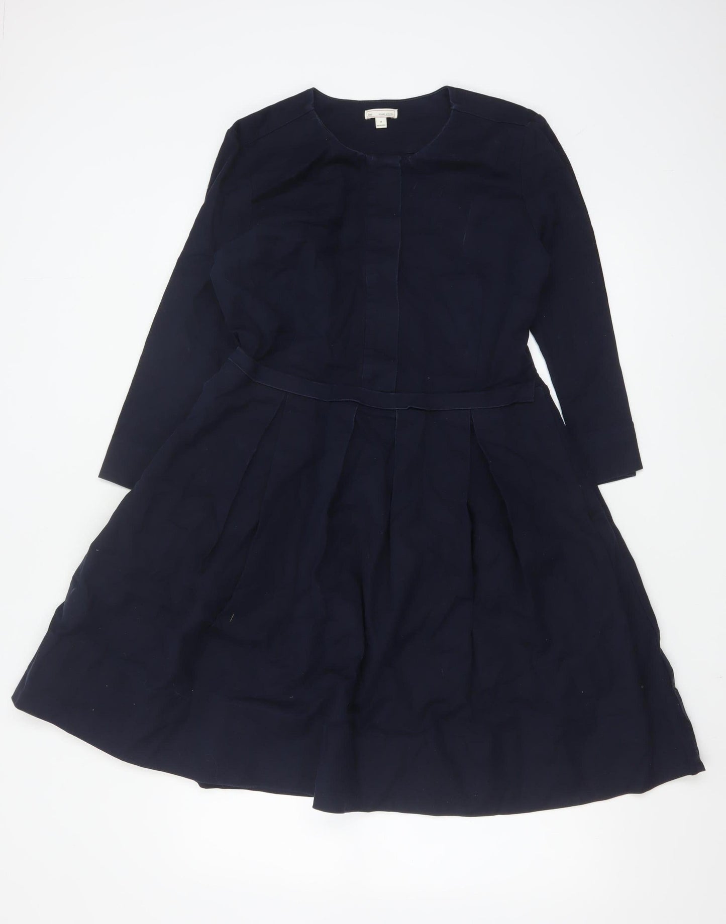 GAP Women Blue Fit & Flare Cotton Blend Long Sleeve Dress Size 10