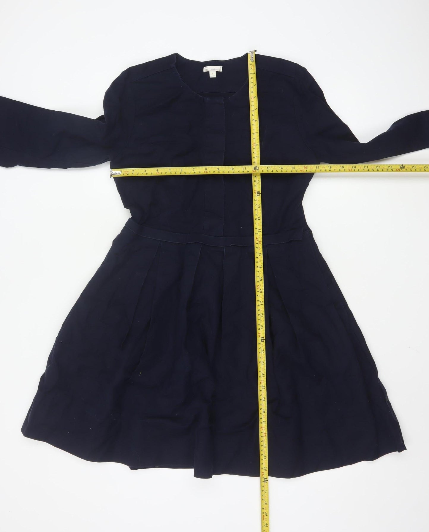 GAP Women Blue Fit & Flare Cotton Blend Long Sleeve Dress Size 10