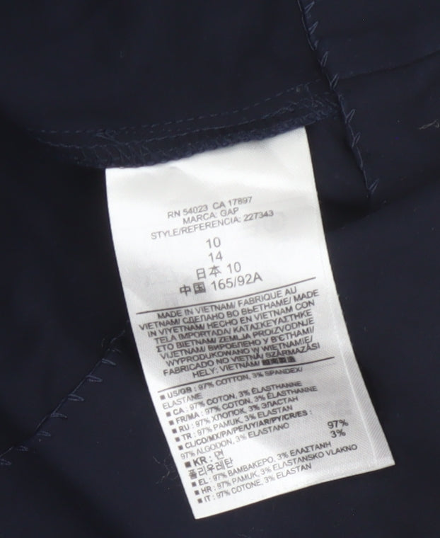 GAP Women Blue Fit & Flare Cotton Blend Long Sleeve Dress Size 10
