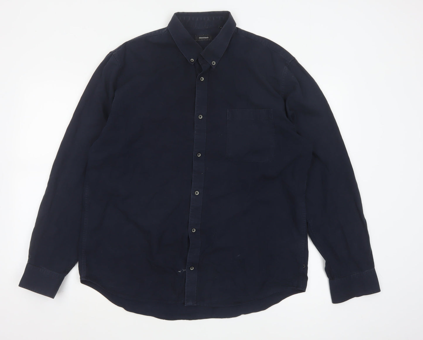 Matinique Men's Blue 2XL Button-Down Cotton Casual Shirt
