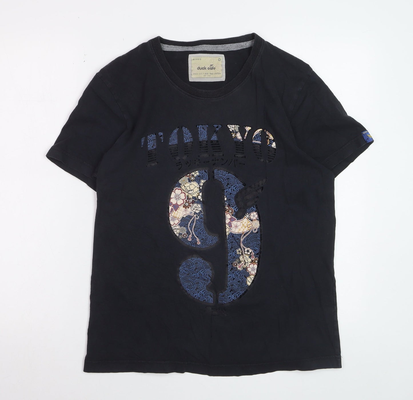 Duck Cafe Women's Black Tokyo Graphic Cotton T-Shirt XL