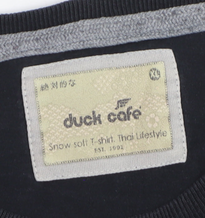 Duck Cafe Women's Black Tokyo Graphic Cotton T-Shirt XL