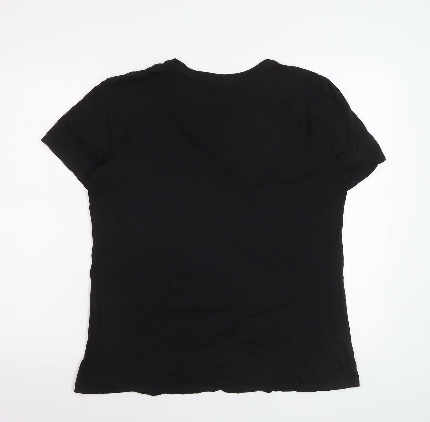Diesel Women's Black XL Cotton Embroidered Logo T-Shirt