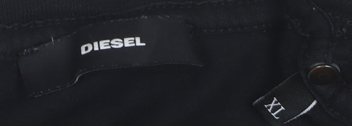 Diesel Women's Black XL Cotton Embroidered Logo T-Shirt