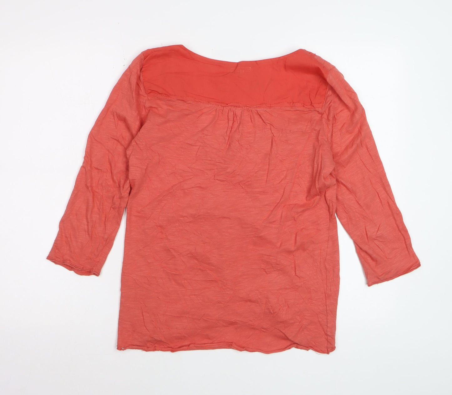White Stuff Women's Orange Cotton Tunic Blouse XS 3/4 Sleeve