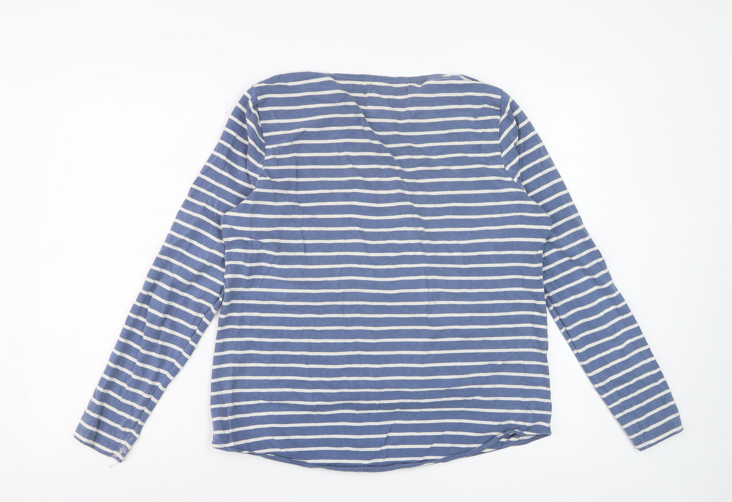 Fat Face Women's Blue Striped Long Sleeve Cotton T-Shirt UK 12
