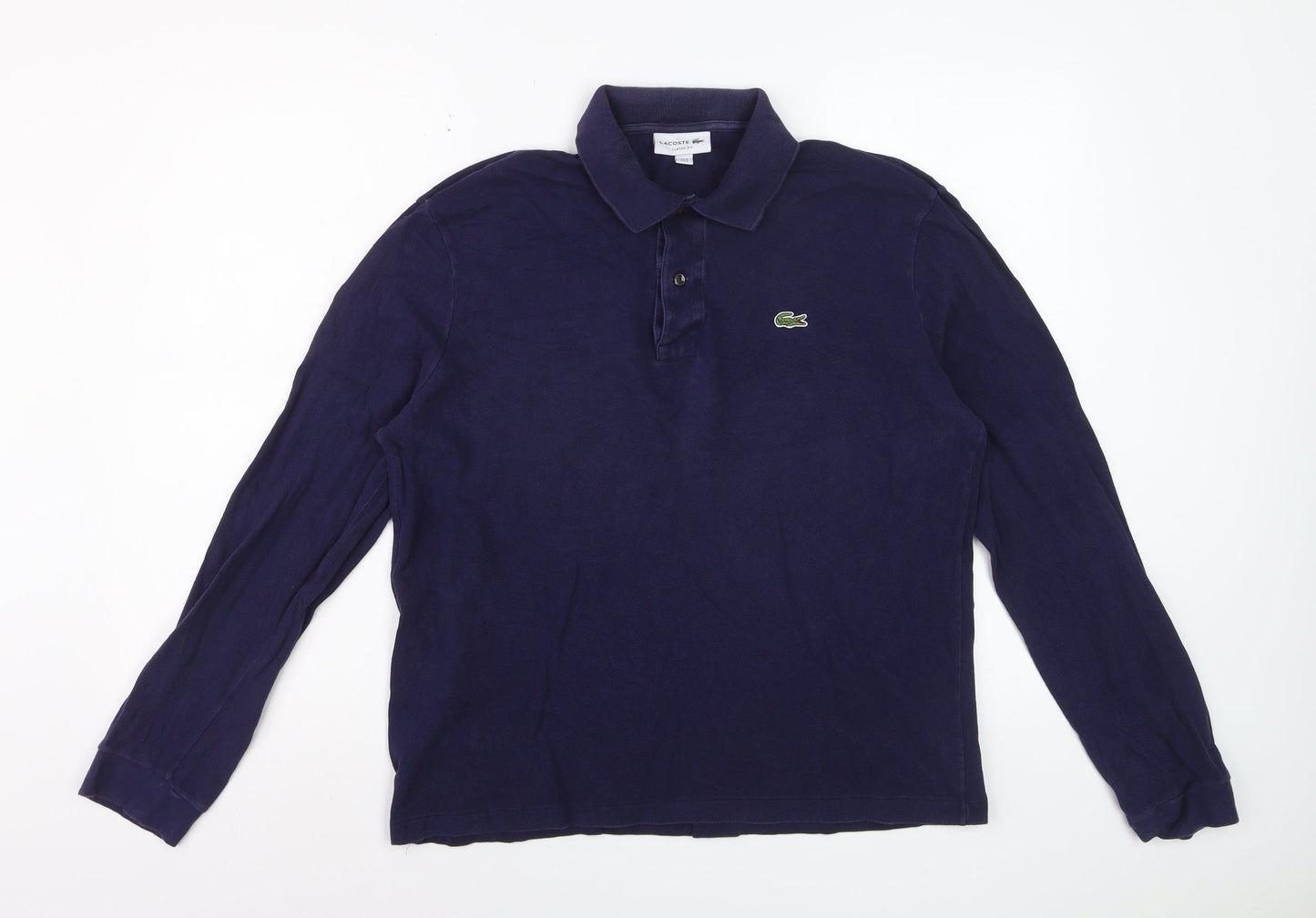 Lacoste Men Blue Long Sleeve Classic Fit Cotton Polo Shirt L