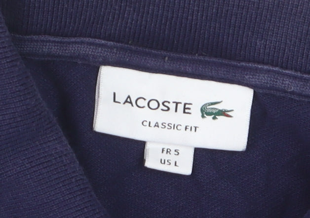 Lacoste Men Blue Long Sleeve Classic Fit Cotton Polo Shirt L