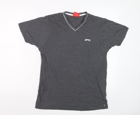 Slazenger Men's Grey V-Neck Short Sleeve T-Shirt Size S