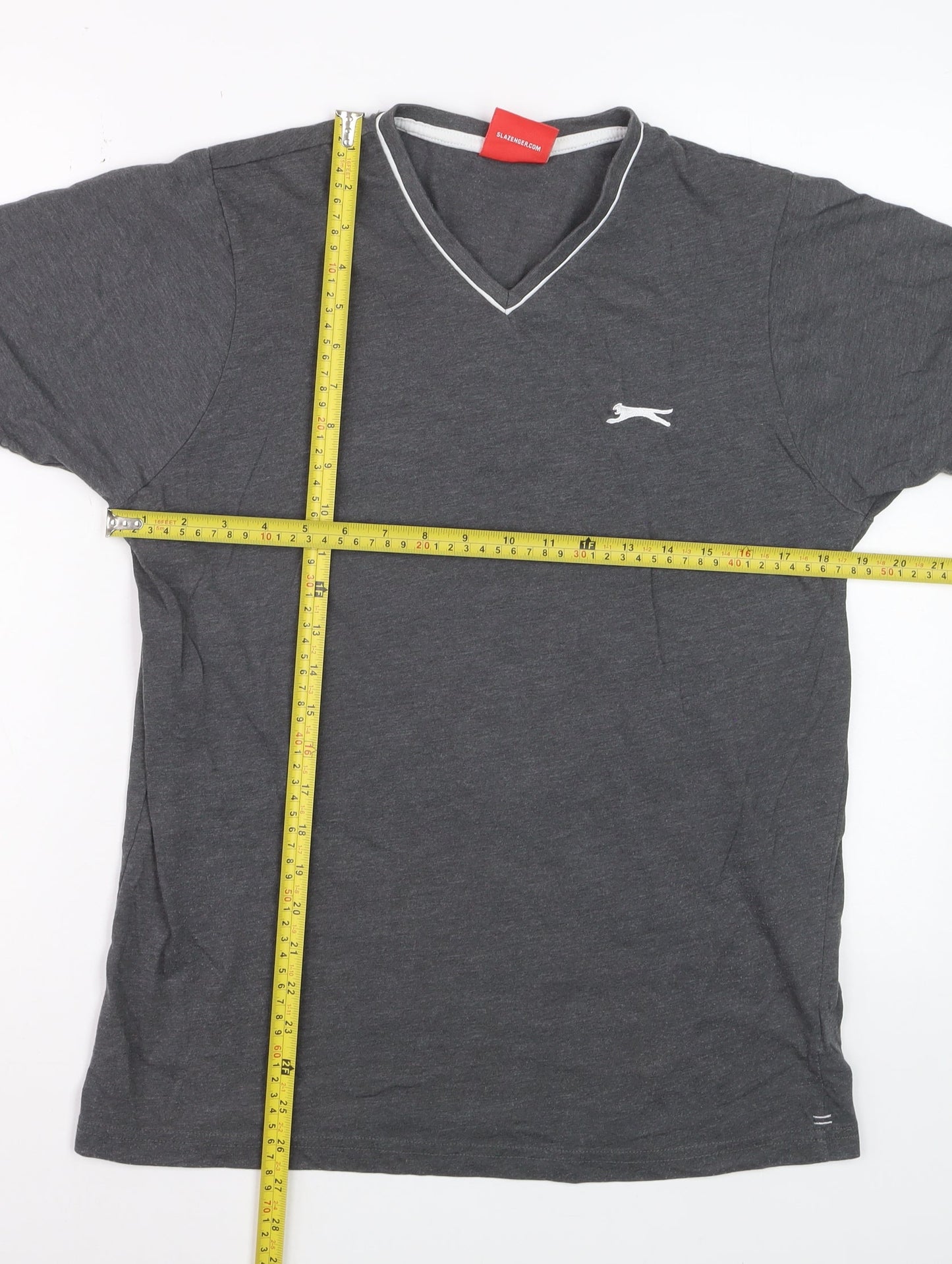 Slazenger Men's Grey V-Neck Short Sleeve T-Shirt Size S