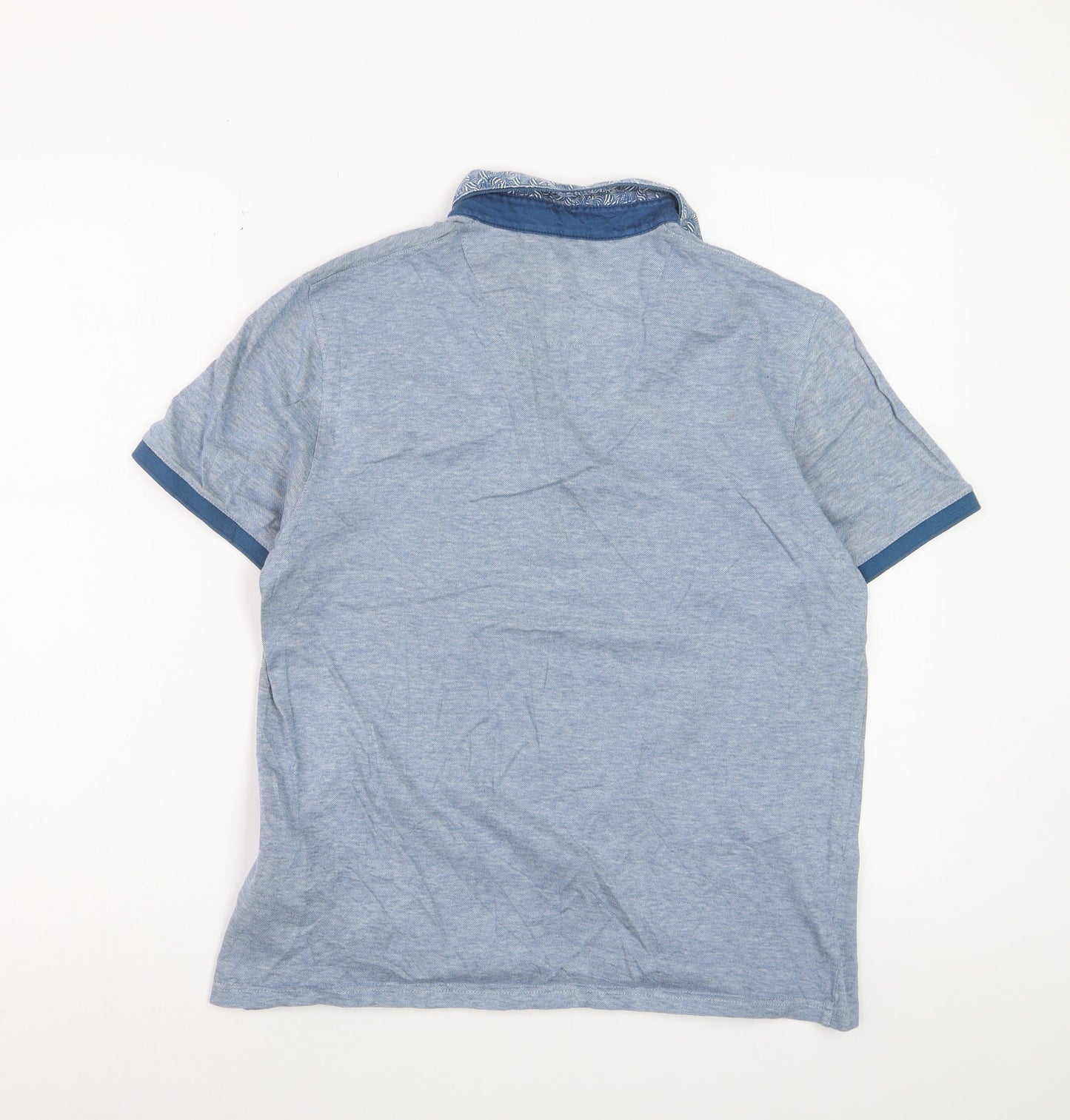 Ted Baker Men's Blue Cotton Polo Shirt Size L Button Collar