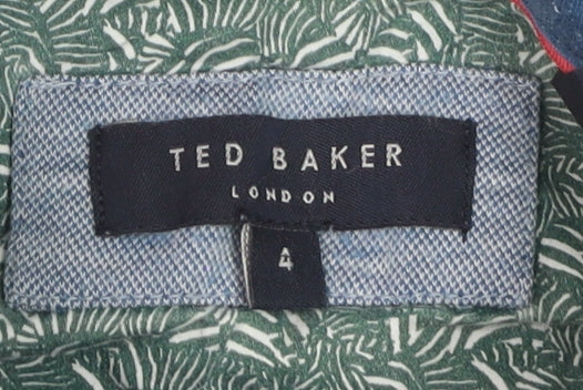 Ted Baker Men's Blue Cotton Polo Shirt Size L Button Collar