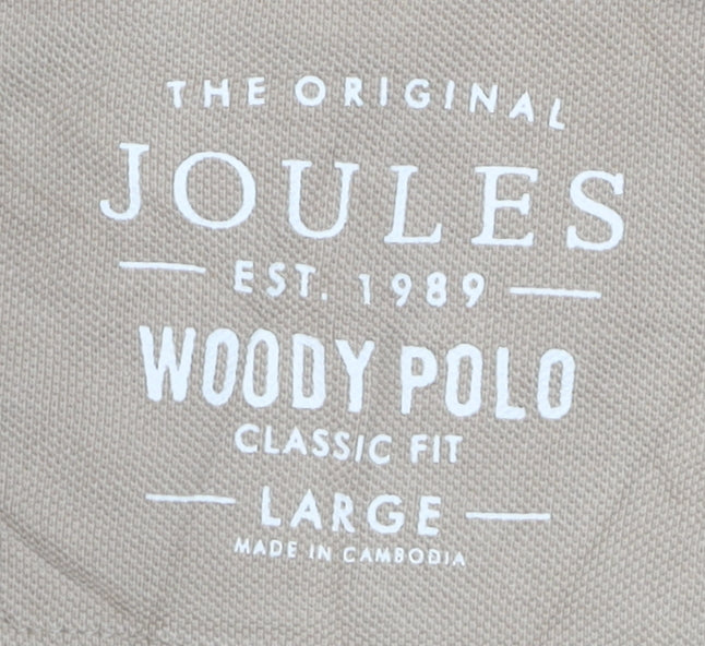 Joules Men's Beige Woody Polo Shirt Classic Fit Size L