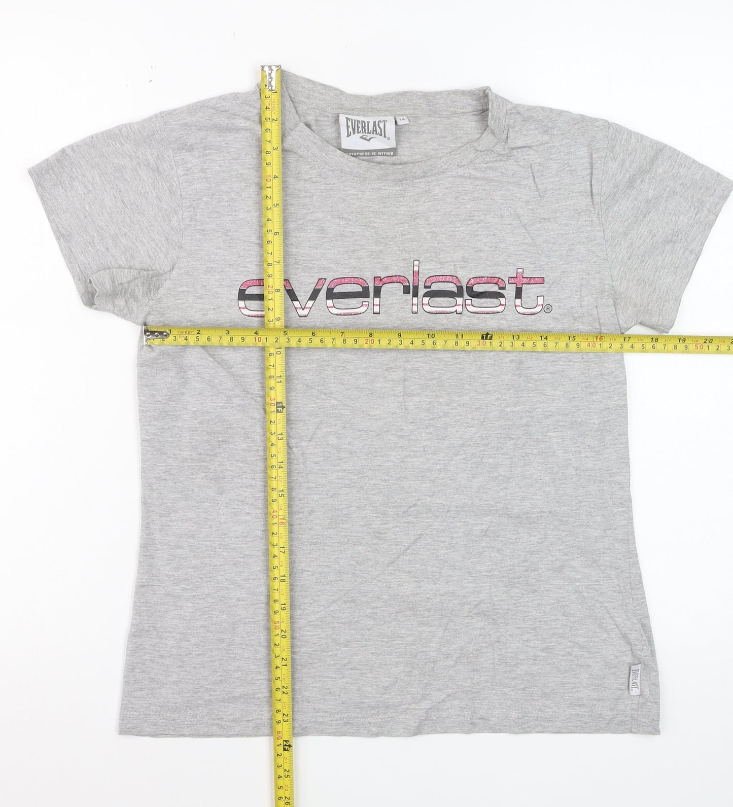 Everlast Womens Grey Short Sleeve Cotton T-Shirt Size 14