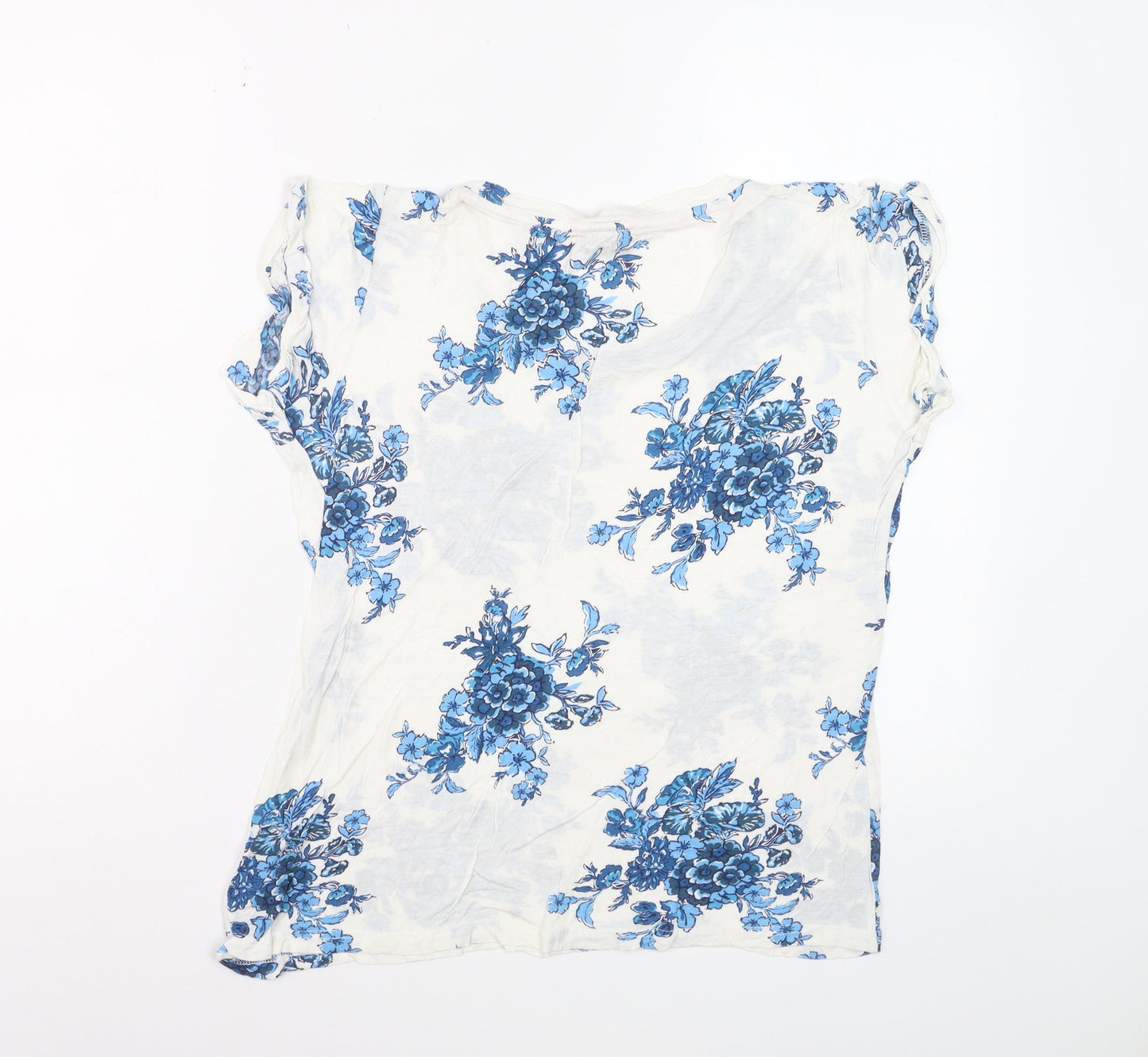 Joules Women’s White Blue Floral Viscose T-Shirt Size 10