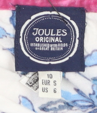 Joules Women’s White Blue Floral Viscose T-Shirt Size 10