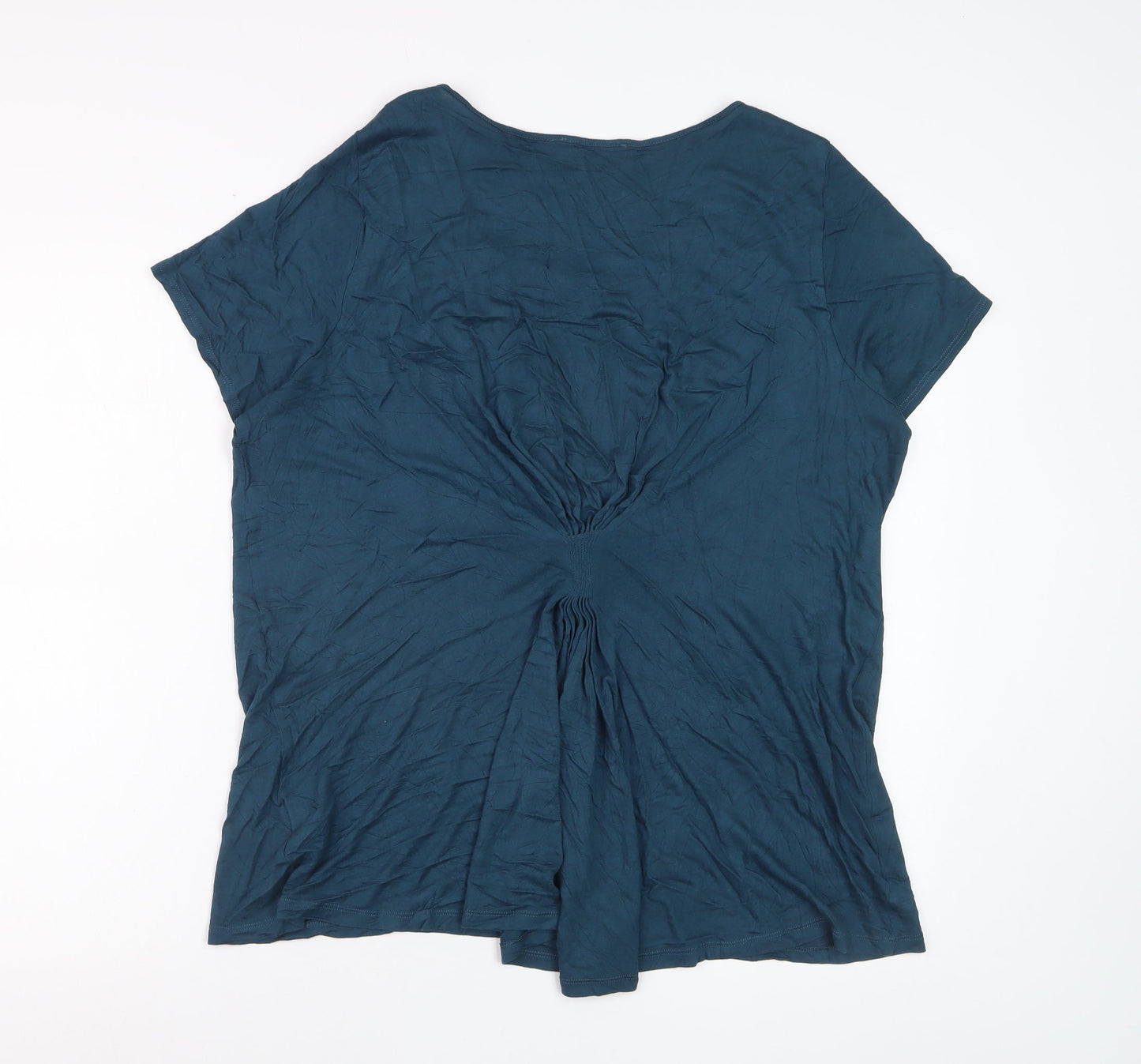 Marks and Spencer Women’s Blue Beaded Scoop Neck Viscose T-Shirt UK 20