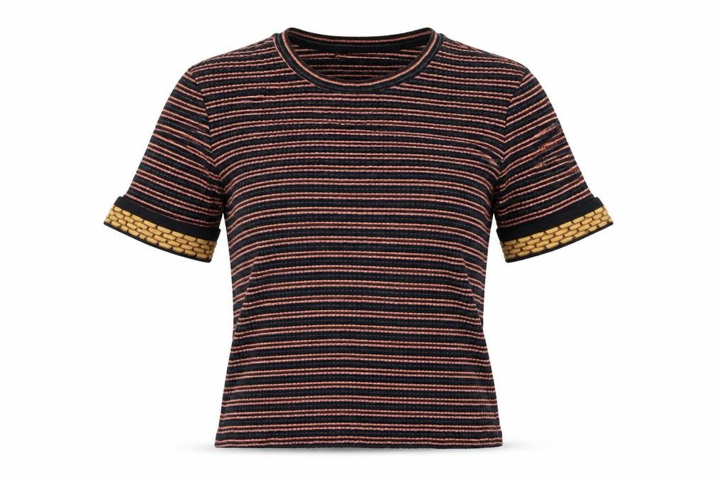 Zara Women Multicoloured Striped Short Sleeve Cotton T-Shirt Size S