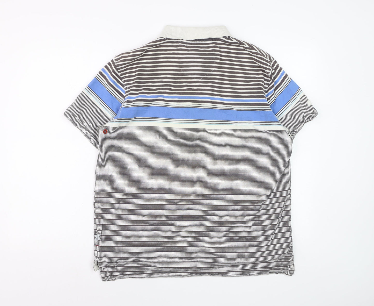 White Stuff Men’s Multicoloured Striped Cotton Polo Shirt Size L