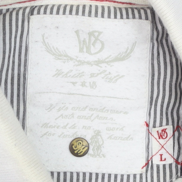 White Stuff Men’s Multicoloured Striped Cotton Polo Shirt Size L