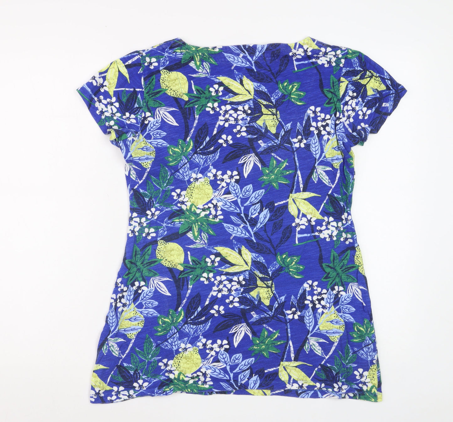 Mantaray Women's Blue Floral Cotton T-Shirt Size 10 Short Sleeve
