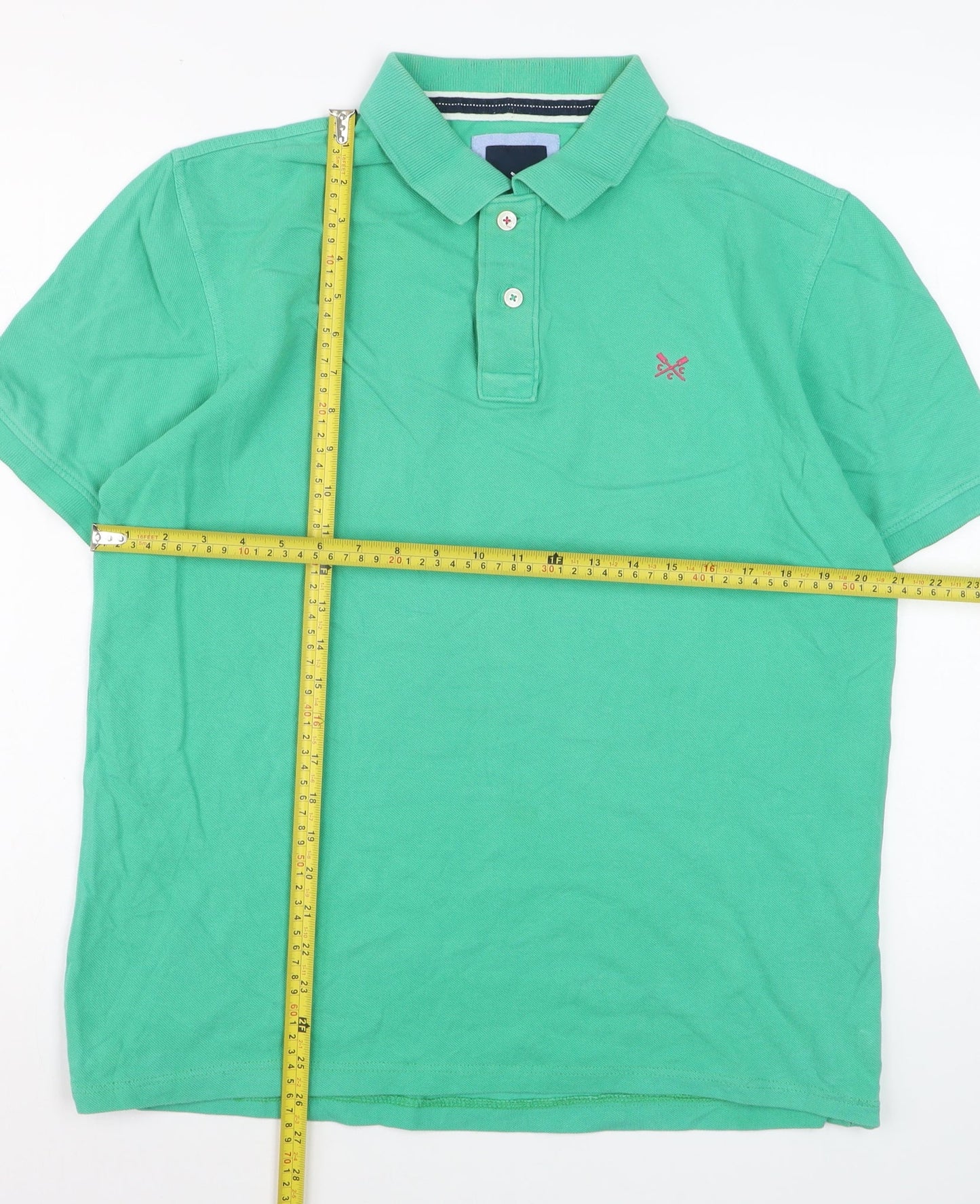 Crew Clothing Company Men's Green Polo Shirt Size L Cotton