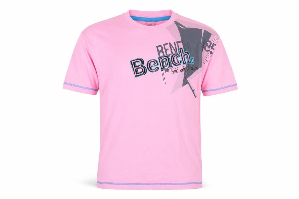 Bench Men's Pink Cotton Graphic Logo T-Shirt XL
