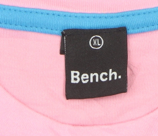 Bench Men's Pink Cotton Graphic Logo T-Shirt XL
