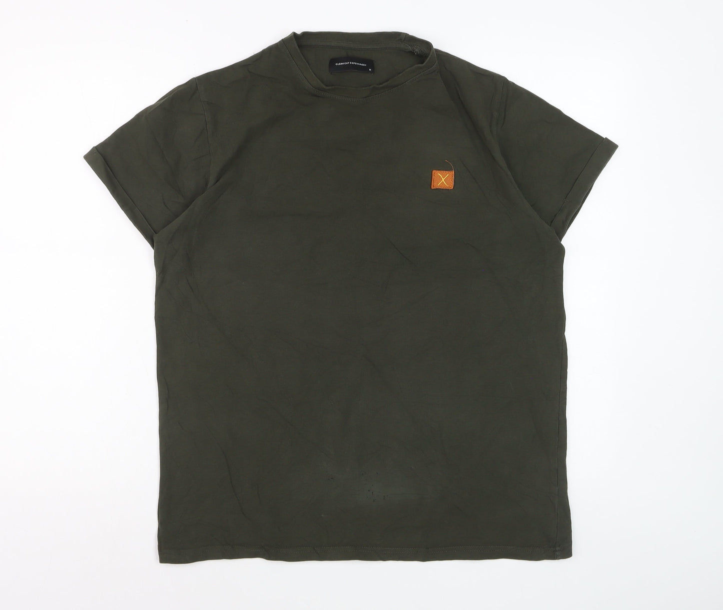 Clean Cut Copenhagen Men's Khaki Crew Neck Organic Cotton T-Shirt M