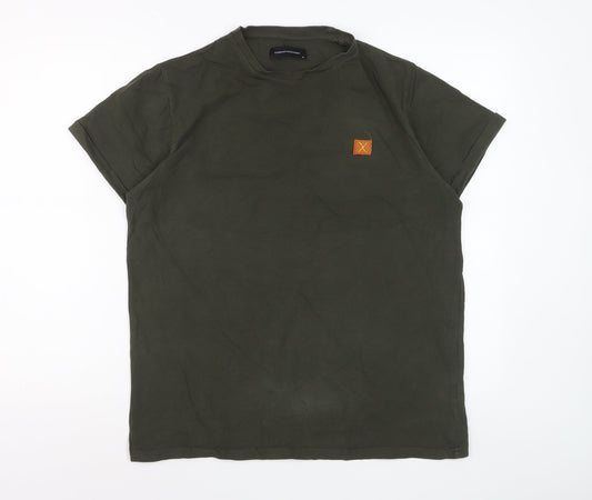 Clean Cut Copenhagen Men's Khaki Crew Neck Organic Cotton T-Shirt M