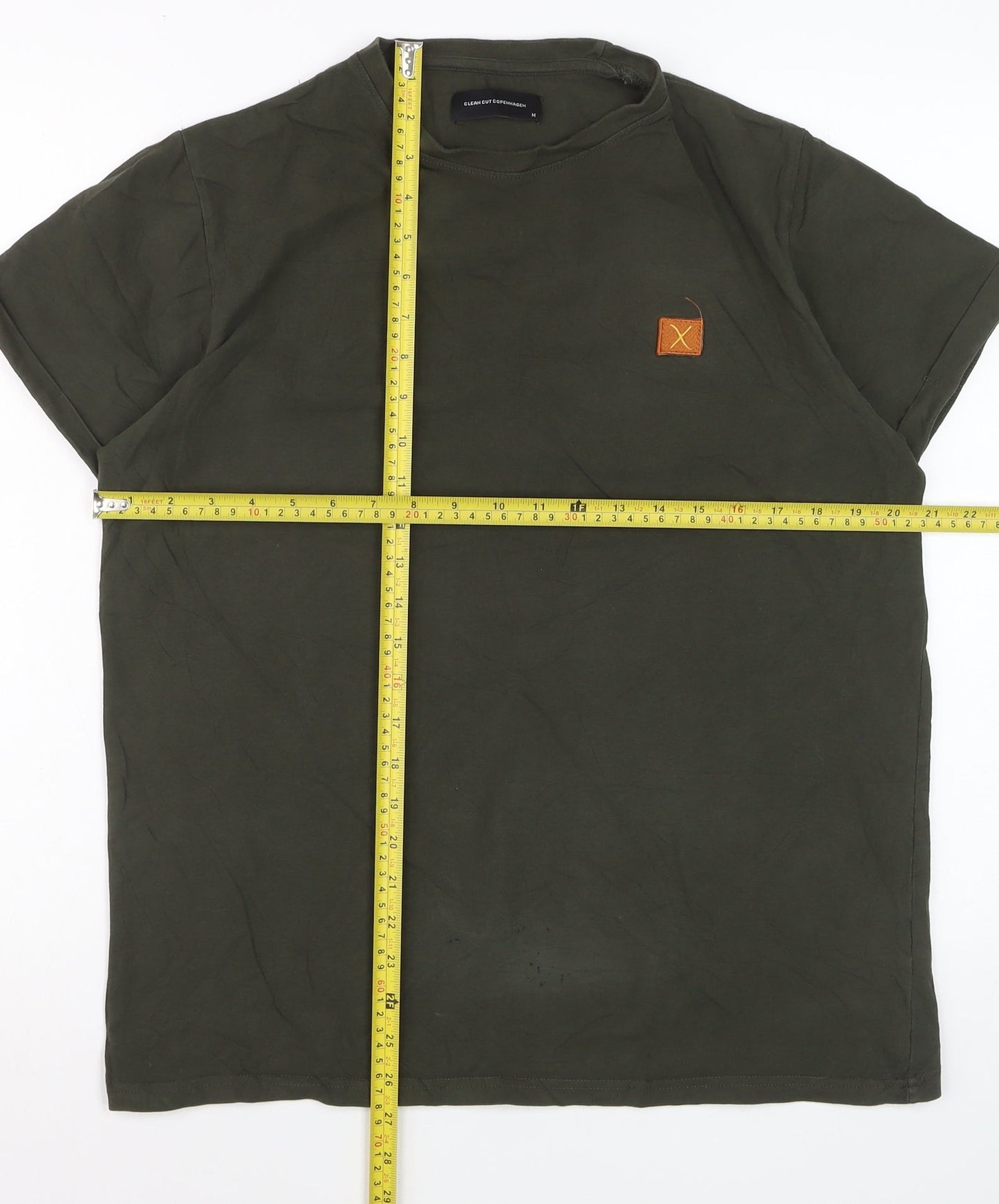 Clean Cut Copenhagen Men's Khaki Crew Neck Organic Cotton T-Shirt M