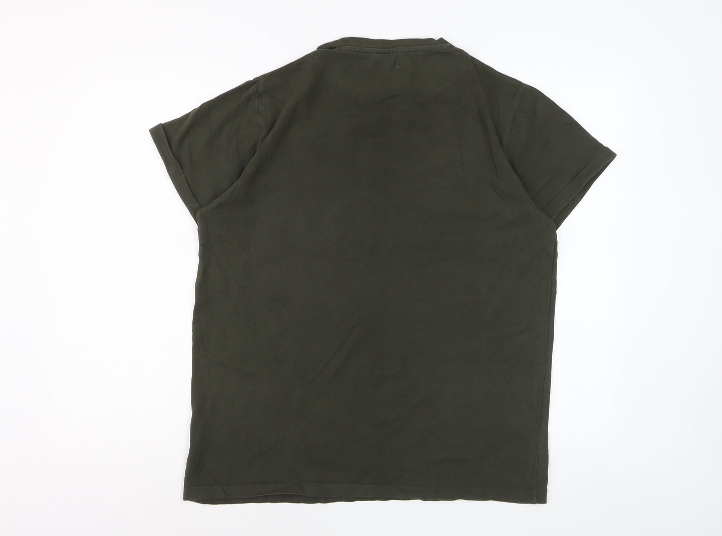 Clean Cut Copenhagen Men's Khaki Crew Neck Organic Cotton T-Shirt M