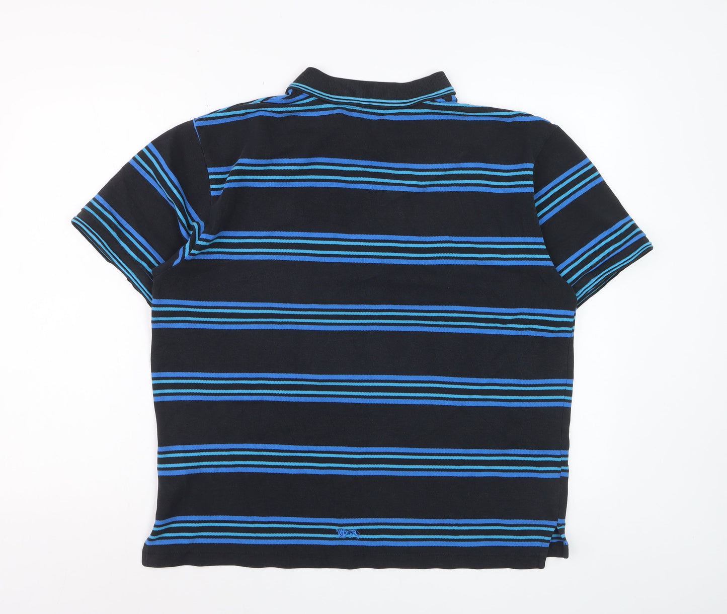 Lonsdale Men's Black & Blue Striped Cotton Polo Shirt Size L