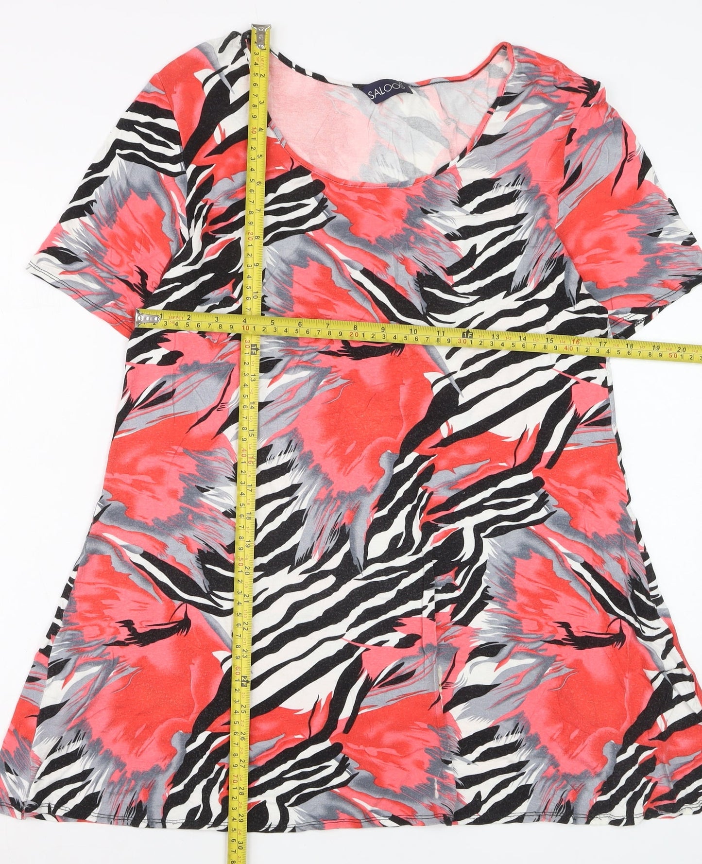 Saloos Womens Multicoloured Animal Print Short Sleeve Jersey T-Shirt M