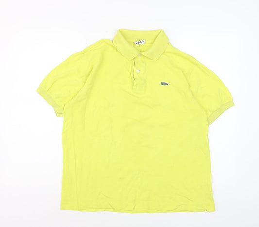 Lacoste Men Yellow Cotton Short Sleeve Polo Shirt M