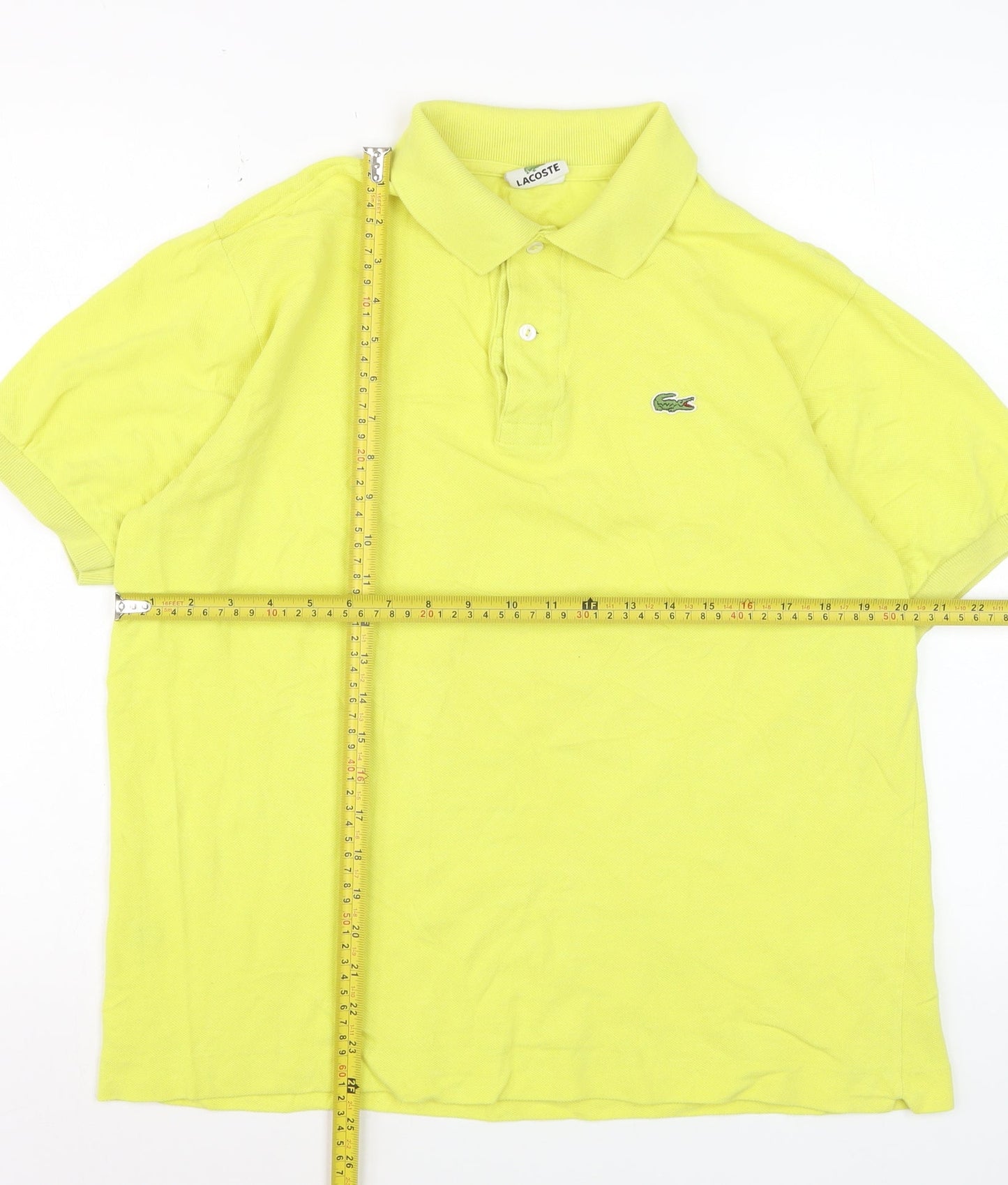 Lacoste Men Yellow Cotton Short Sleeve Polo Shirt M