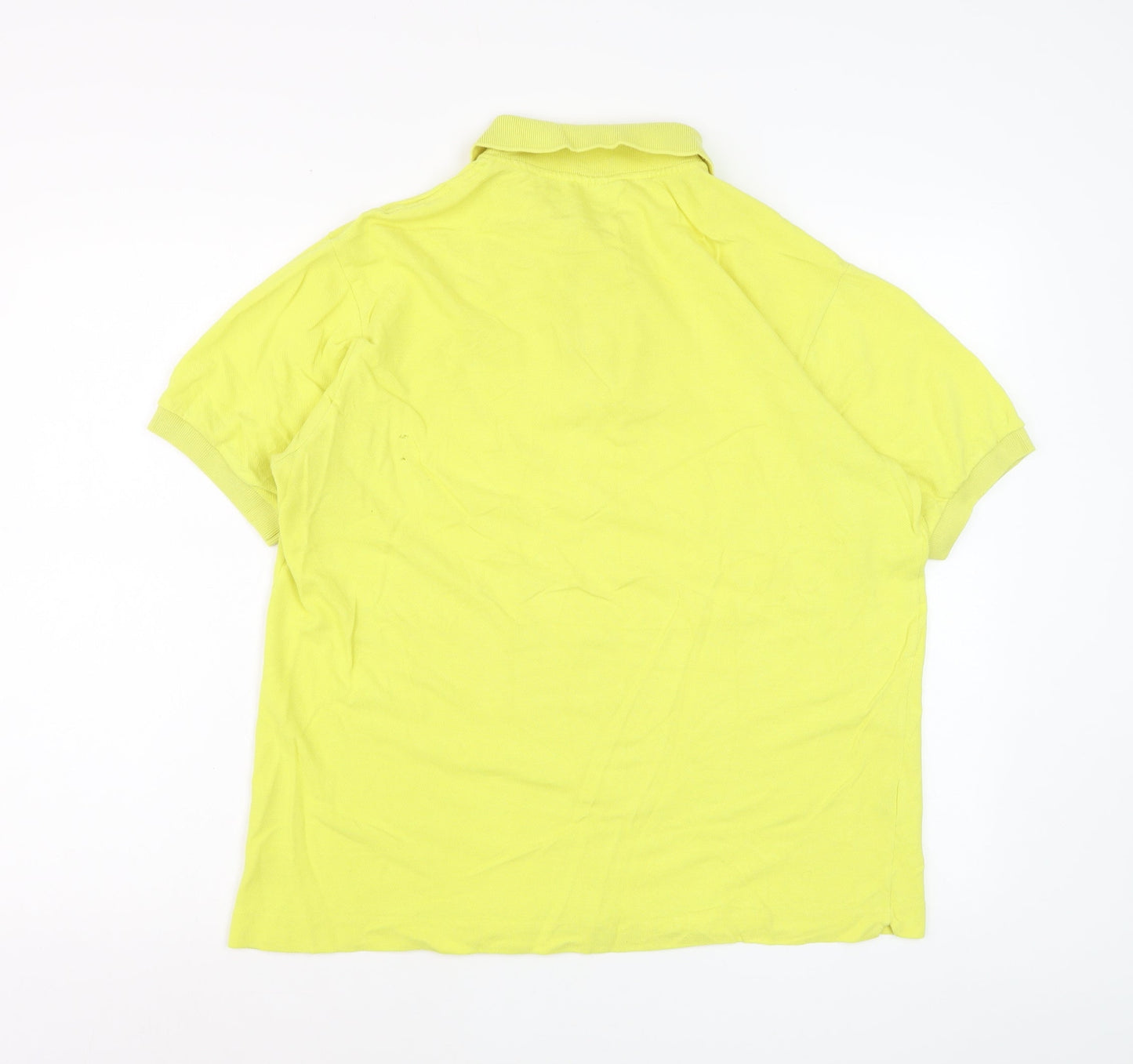 Lacoste Men Yellow Cotton Short Sleeve Polo Shirt M
