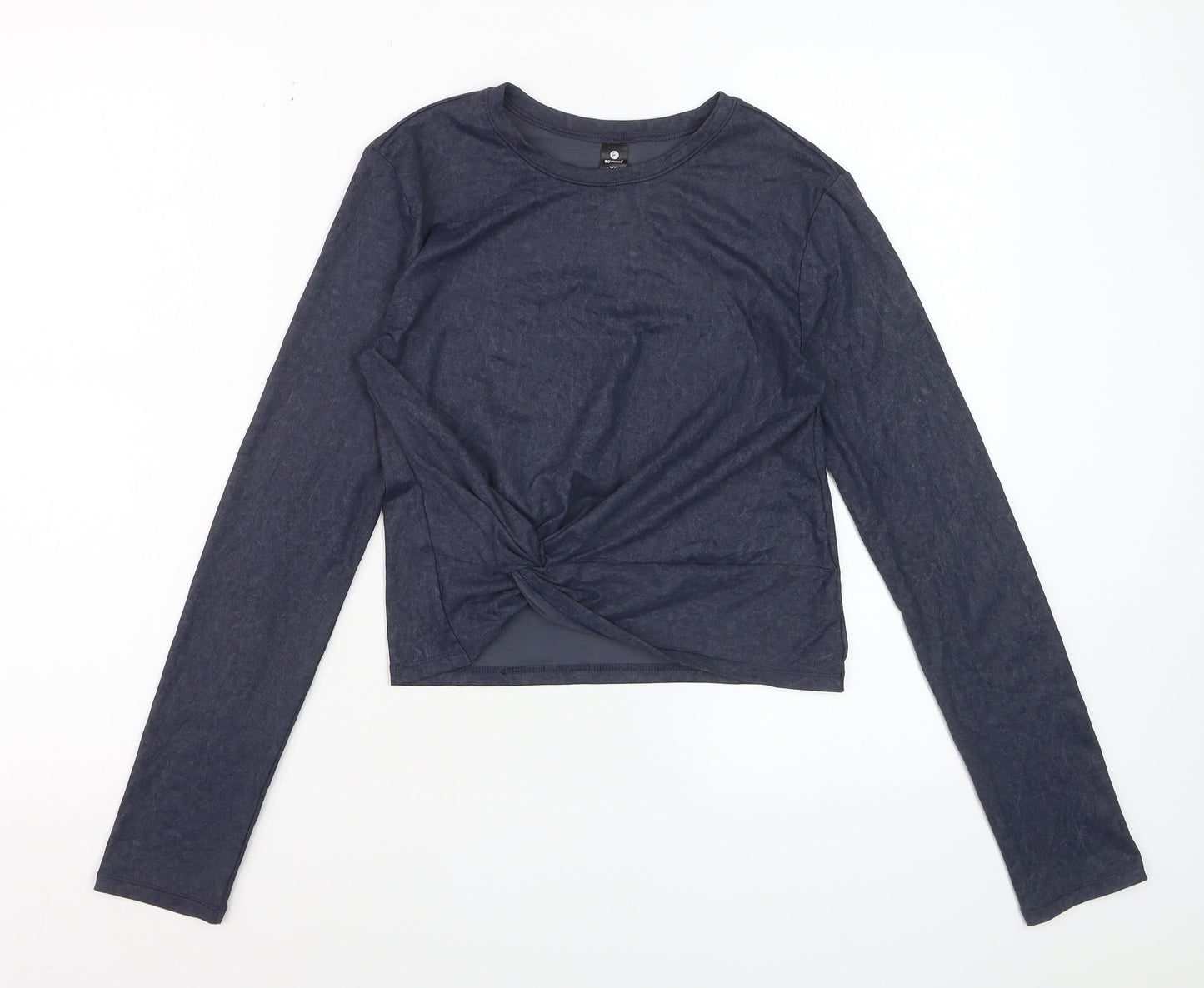 90 Degree By Reflex Womens Blue XS Cropped Long Sleeve Active Top