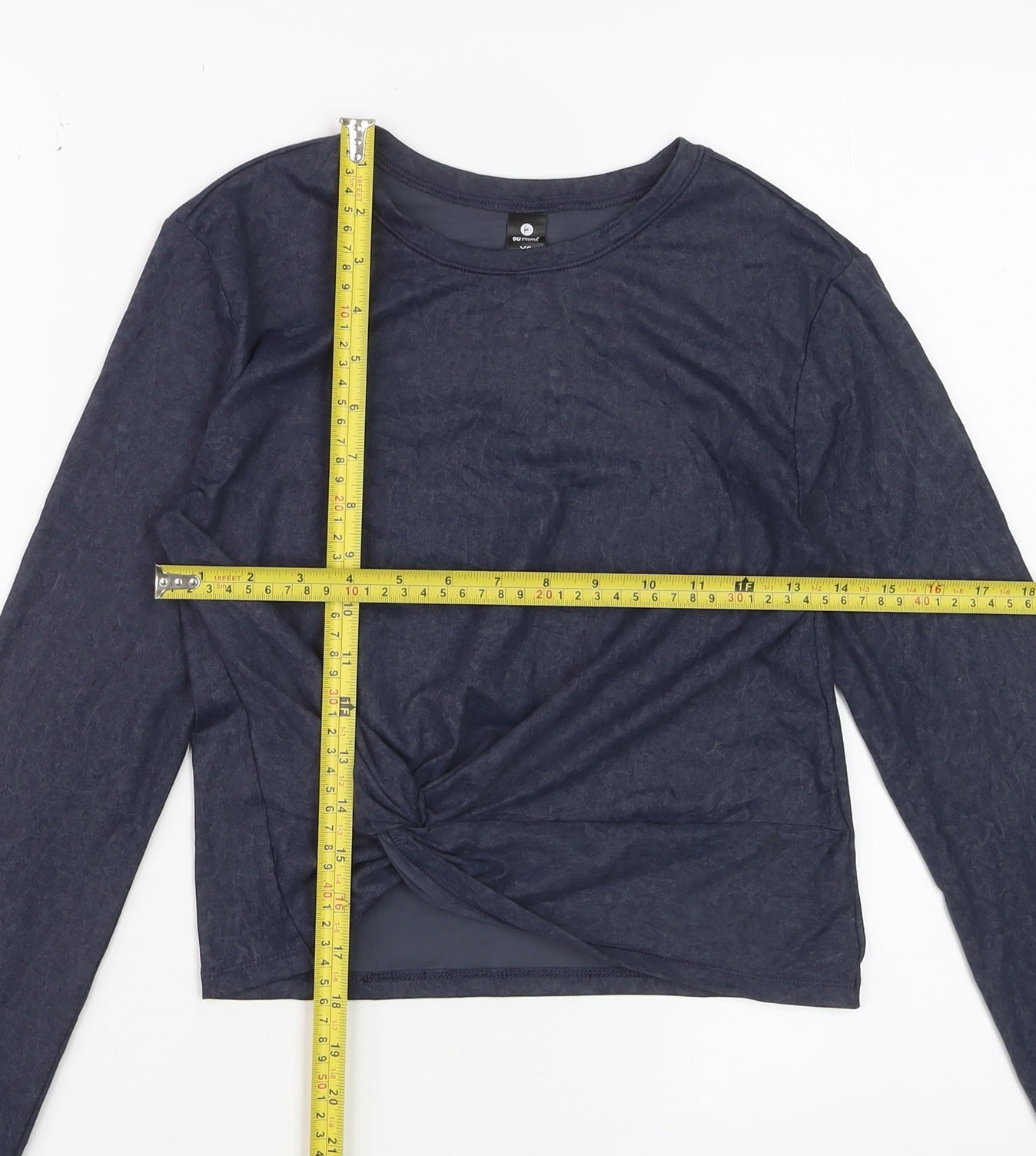 90 Degree By Reflex Womens Blue XS Cropped Long Sleeve Active Top