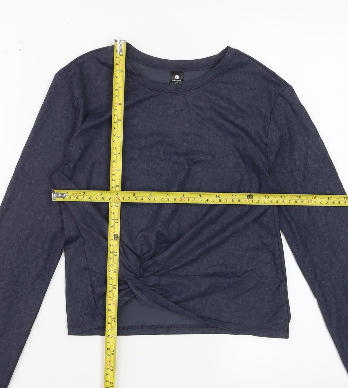 90 Degree By Reflex Womens Blue XS Cropped Long Sleeve Active Top